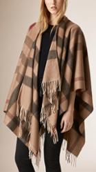 Burberry Check Wool And Cashmere Poncho