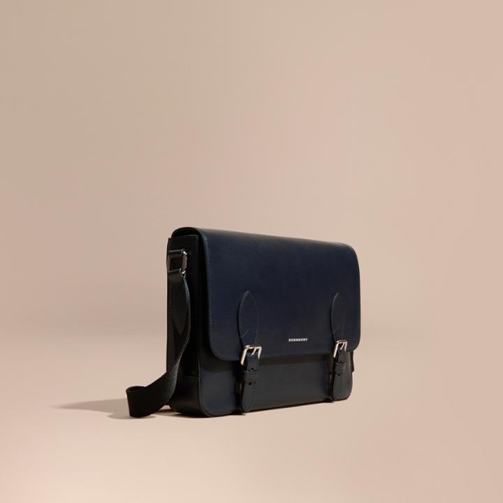 Burberry Burberry Medium London Leather Messenger Bag, Blue