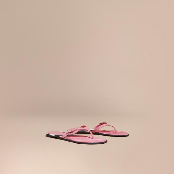 Burberry House Check And Patent Leather Sandals