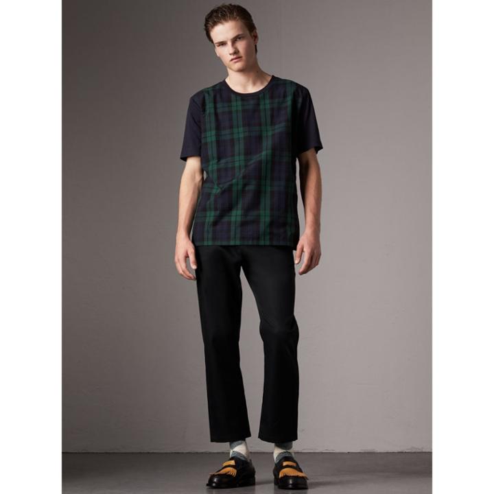 Burberry Burberry Tartan Panel Cotton T-shirt, Size: M