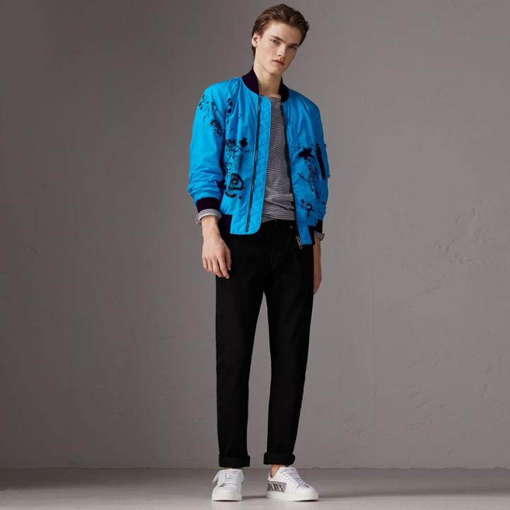 Burberry Burberry Doodle Print Bomber Jacket, Size: 40
