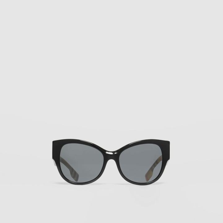 Burberry Burberry Vintage Check Detail Butterfly Frame Sunglasses, Grey