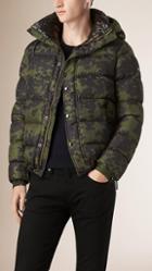 Burberry Brit Camouflage Print Down Filled Puffer Jacket