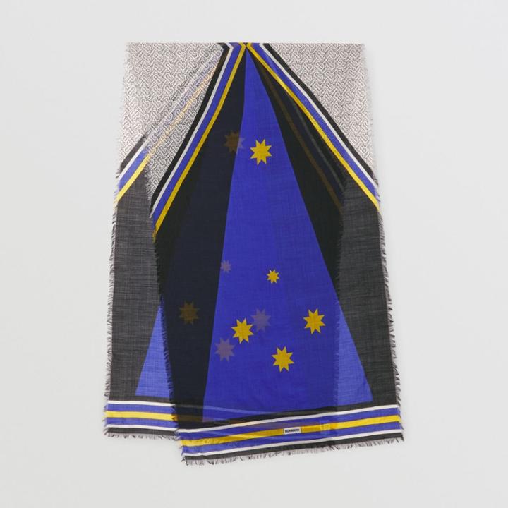 Burberry Burberry Montage Print Silk Wool Scarf