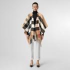 Burberry Burberry Check Wool Cashmere Cape, Brown