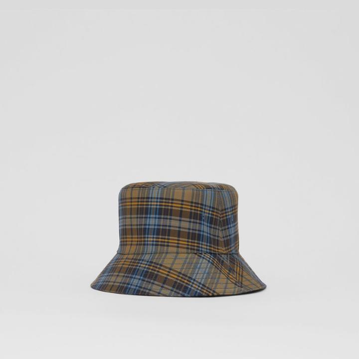 Burberry Burberry Tartan Technical Cotton Bucket Hat, Size: S, Green