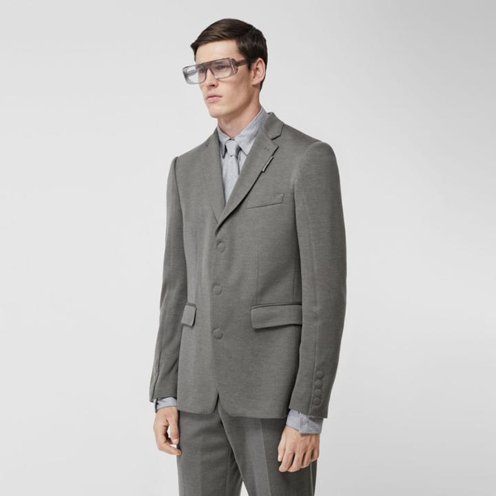 Burberry Burberry English Fit Cashmere Silk Jersey Tailored Jacket, Size: 34, Grey