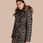Burberry Burberry Down-filled Puffer Coat With Fur Trim, Grey