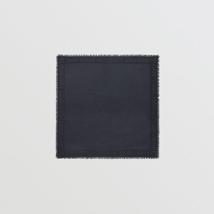 Burberry Burberry Monogram Silk Wool Jacquard Large Square Scarf, Blue