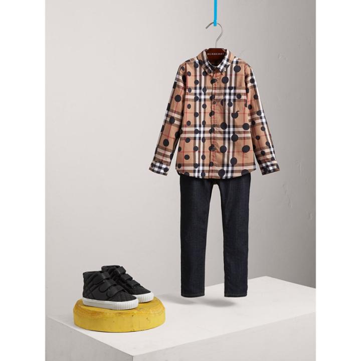 Burberry Burberry Polka-dot Check Cotton Shirt, Size: 14y