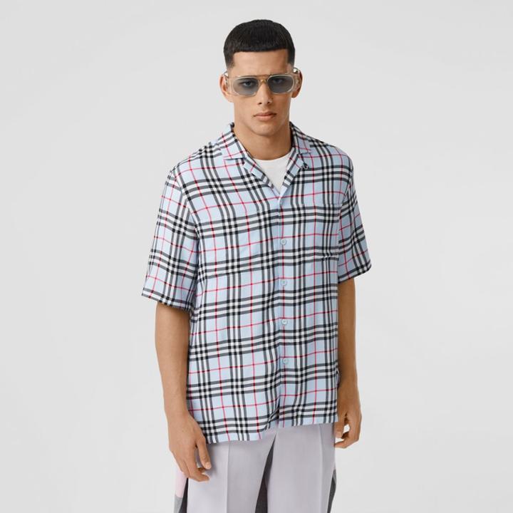 Burberry Burberry Short-sleeve Vintage Check Twill Shirt, Blue