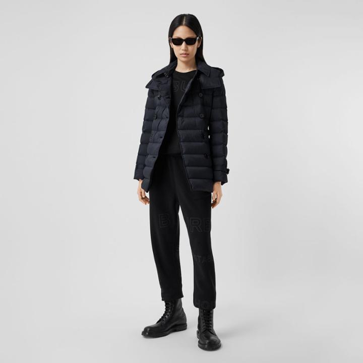 Burberry Burberry Logo Appliqu Detachable Hood Puffer Coat, Size: S, Blue