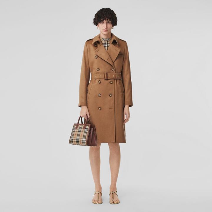 Burberry Burberry Regenerated Cashmere Trench Coat, Size: 02, Brown