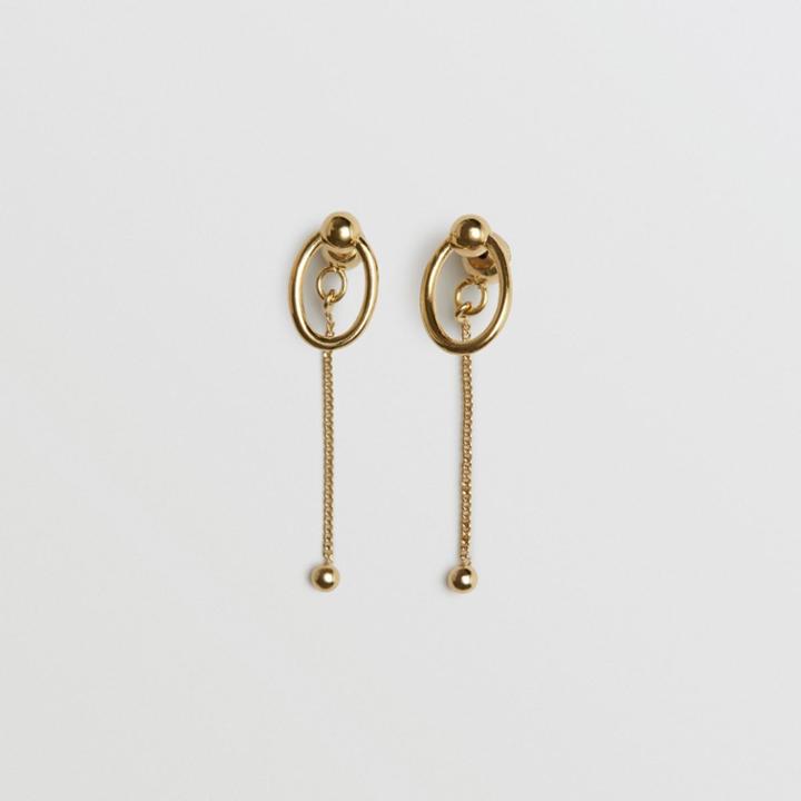 Burberry Burberry Oval And Charm Gold-plated Drop Earrings, Yellow