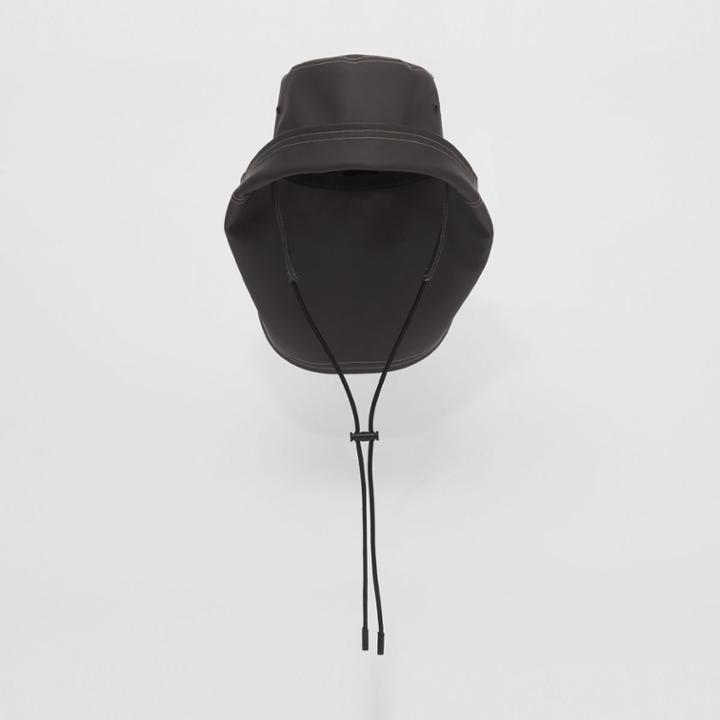 Burberry Burberry Topstitched Rubberised Cotton Fisherman Hat, Size: L, Black