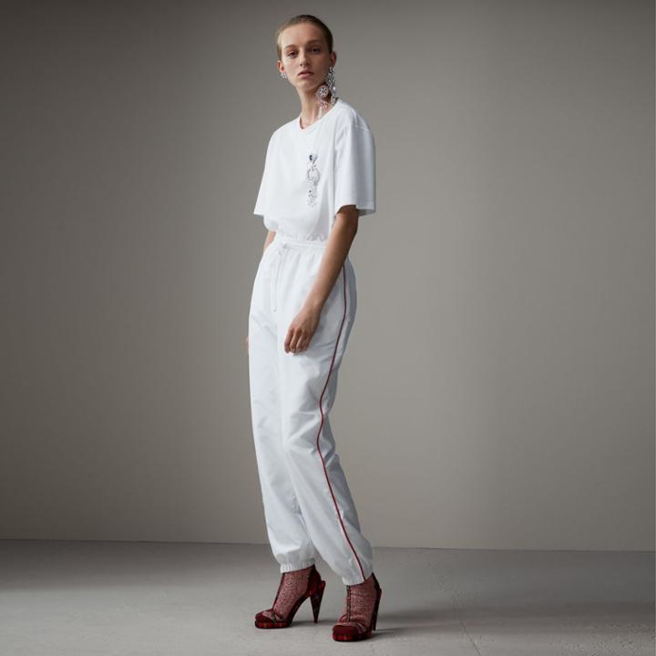 Burberry Burberry Contrast Piping Poplin Track Pants, White