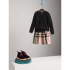Burberry Burberry Check Cuff Cashmere Sweater, Size: 10y, Black