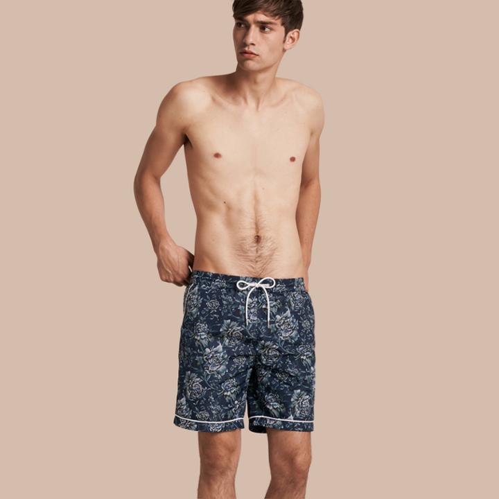 Burberry Burberry Peony Rose Print Swim Shorts, Size: L, Blue
