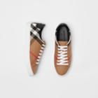 Burberry Burberry House Check And Leather Sneakers, Size: 39.5, Black