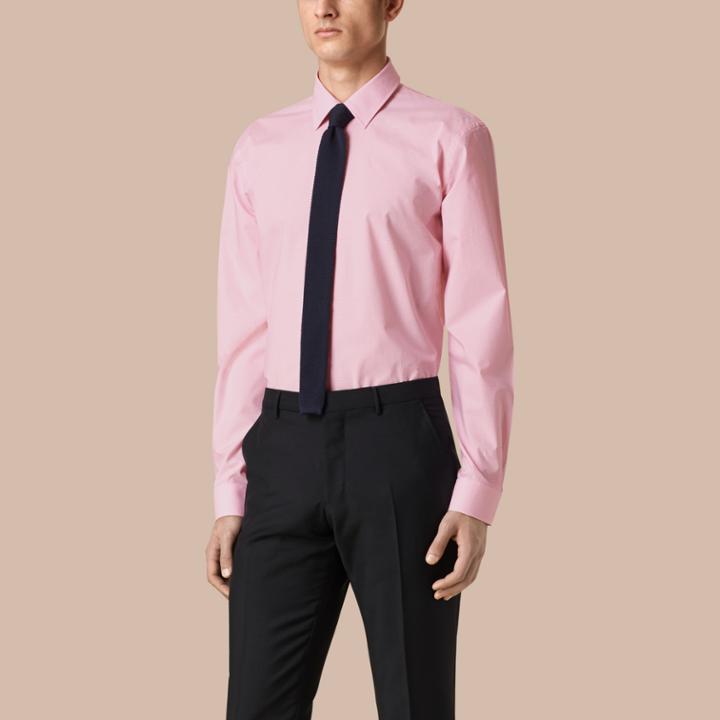 Burberry Burberry Modern Fit Gingham Cotton Poplin Shirt, Size: 17, Pink