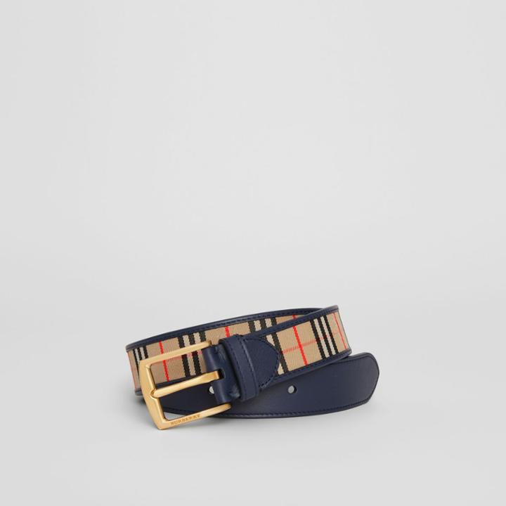 Burberry Burberry 1983 Check And Leather Belt, Size: 100, Blue