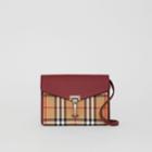 Burberry Burberry Mini Leather And Vintage Check Crossbody Bag, Red