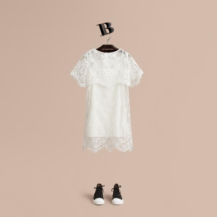Burberry Burberry Layered Lace Shift Dress, Size: 10y, White