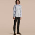 Burberry Burberry Cotton Poplin Shirt With Pyjama Stripe Pocket, Size: 38, Blue