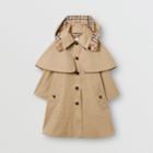 Burberry Burberry Childrens Detachable Hood Showerproof Cotton Swing Coat, Size: 14y, Yellow
