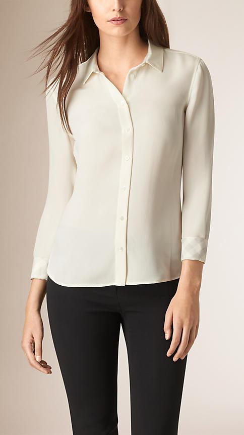 Burberry Check Detail Silk Shirt