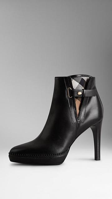 Burberry Check Detail Ankle Boots