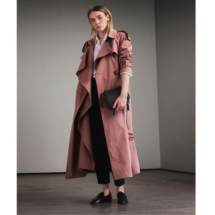 Burberry Burberry Tropical Gabardine Trench Coat, Size: 02, Purple