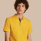 Burberry Burberry Check Placket Cotton Piqu Polo Shirt, Size: M, Yellow