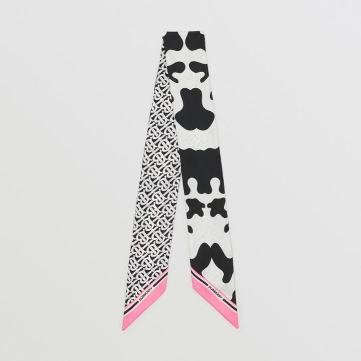 Burberry Burberry Monogram And Abstract Print Silk Skinny Scarf