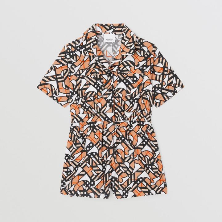 Burberry Burberry Childrens Monogram Print Cotton Playsuit, Size: 10y