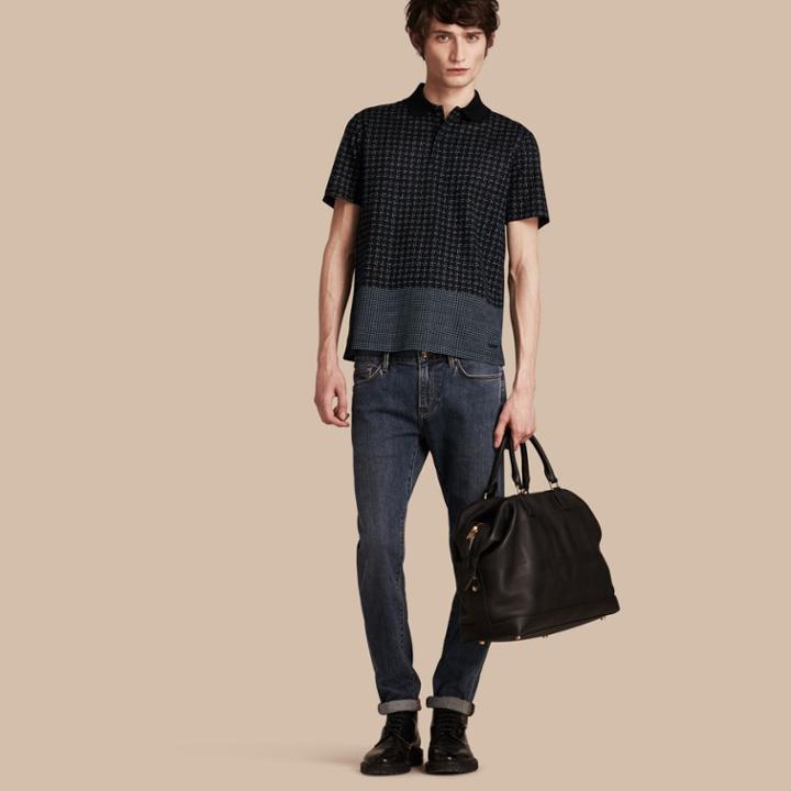 Burberry Burberry Block Print Cotton Polo Shirt, Size: Xl, Blue
