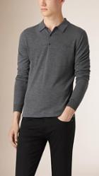 Burberry Brit Long-sleeved Knitted Merino Wool Polo Shirt
