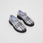 Burberry Burberry Childrens Vintage Check Leather T-bar Shoes, Size: 27, Blue