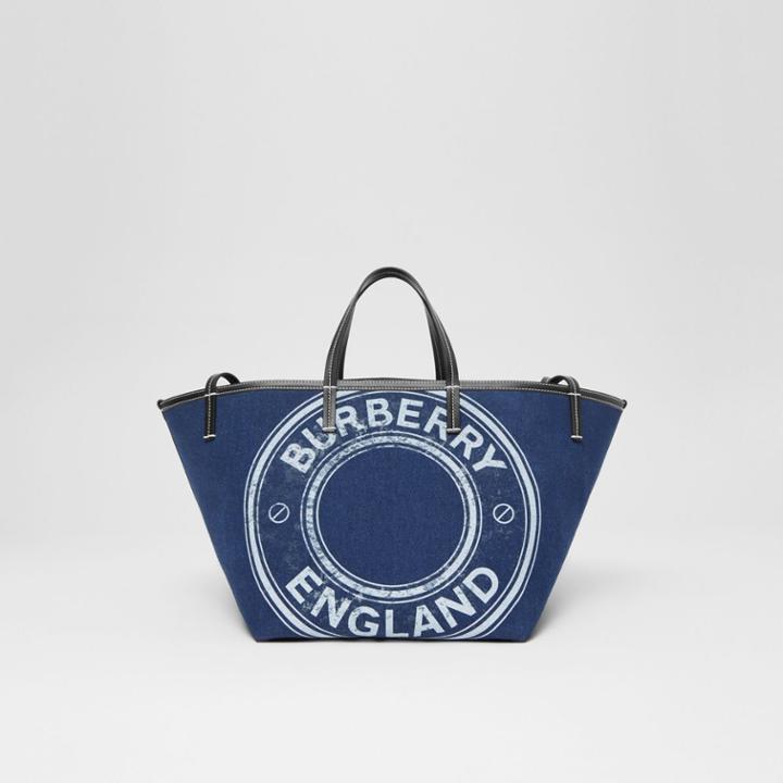 Burberry Burberry Mini Logo Graphic Denim Beach Tote, Blue