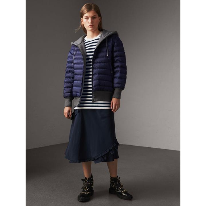 Burberry Burberry Reversible Down-filled Hooded Bomber Jacket, Size: Xs, Blue