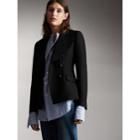 Burberry Burberry Wool Cotton Blend Tailored Double-breasted Jacket, Size: 04, Black
