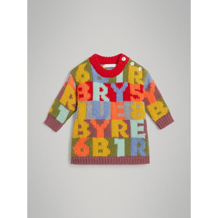 Burberry Burberry Alphabet Intarsia Cashmere Dress, Size: 12m, Red