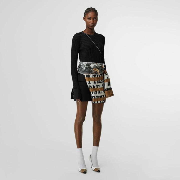 Burberry Burberry Tailored Hem Rib Knit Wool Mohair Dress, Black