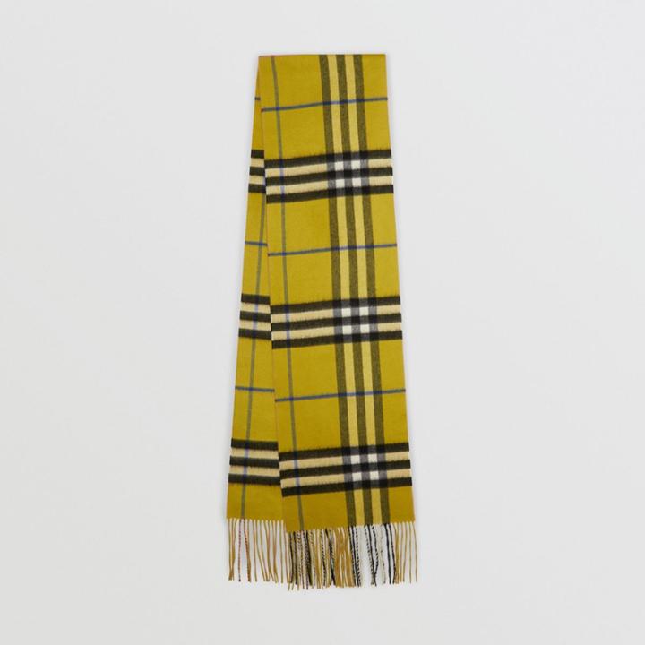 Burberry Burberry Long Reversible Check Double-faced Cashmere Scarf, Green
