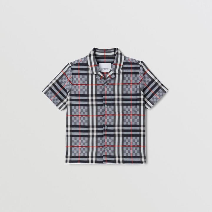 Burberry Burberry Childrens Short-sleeve Chequerboard Stretch Cotton Shirt, Size: 12m