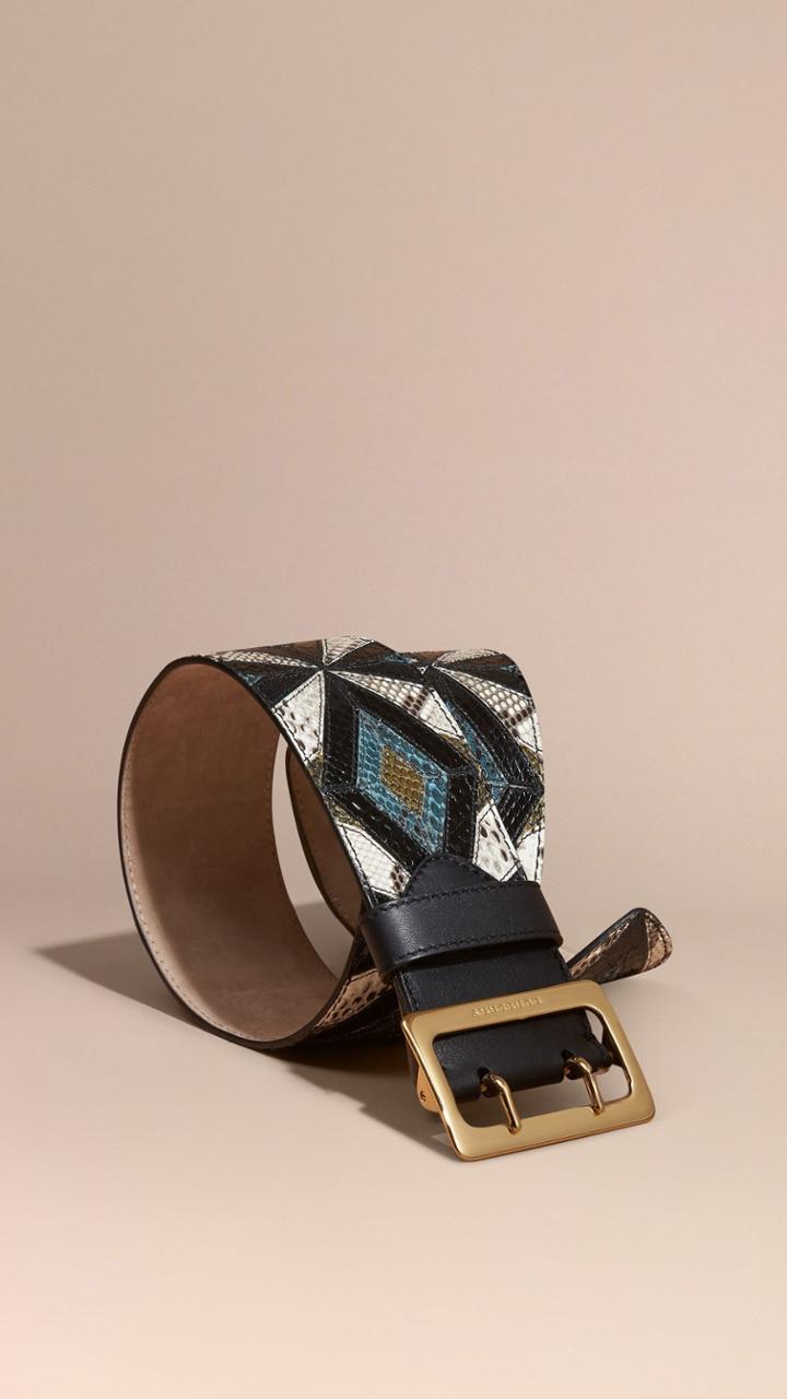 Burberry Burberry Snakeskin Intarsia Waist Belt, Size: 70, Blue
