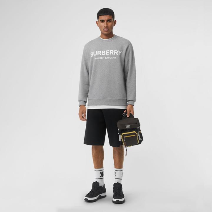 Burberry Burberry Logo Print Cotton Sweatshirt, Grey