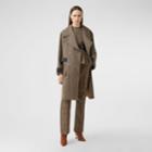 Burberry Burberry Houndstooth Check Wool Double-breasted Coat, Size: 02, Brown