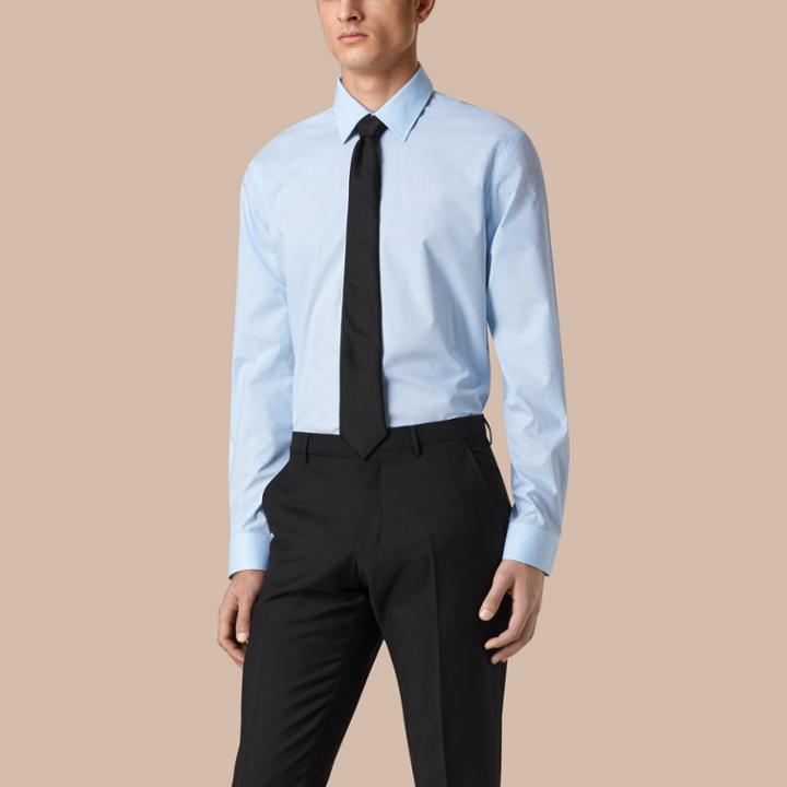 Burberry Burberry Modern Fit Gingham Cotton Poplin Shirt, Size: 16, Blue