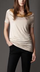 Burberry Burberry Embroidered Jewel T-shirt, Beige
